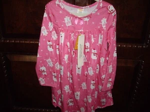 T6  NWT  Girls Size 5-6 Gymboree Pink Cat Bear Hot Cocoa Nightgown Pajamas LS - Picture 1 of 4