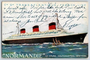 Postcard - Normandie Transatlantic Passenger Liner 1937 - Picture 1 of 2
