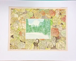 Vintage Original Mixed Media Etching Yosemite Fall Winter of Half Dome - UNIQUE! - Picture 1 of 20