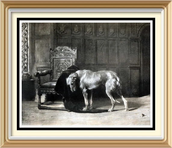 7x5 Art Print THE EMPTY CHAIR by Briton Rivière Irish Wolfhound Dog - Image 1 of 1