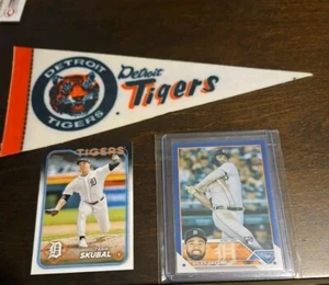 1970s MLB 9" DETROIT TIGERS FELT PENNANT ⚾️ RARE MINI NICE COLORS + SKUBAL GREEN - Picture 1 of 7