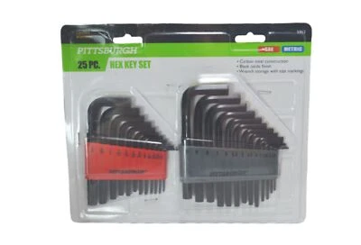 Pittsburgh 05962 Hex Key Set – 25pc SAE & Metric Allen Wrenches W/Storage Case - Image 1 of 4