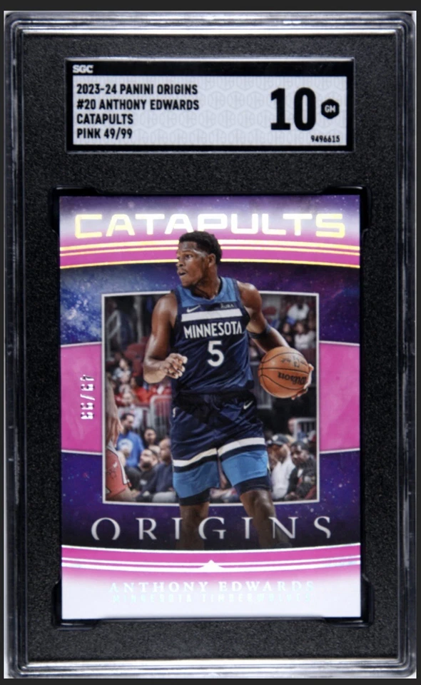 Anthony Edwards 2023 Origins Catapults Pink Numbered /99 SGC  POP 1 - Image 1 of 2