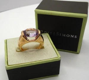 Ross Simons 18K over Sterling Silver Oval Faceted Amethyst Ring Size 6 - Picture 1 of 7