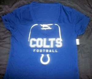 Indianapolis Colts Football Womens Lace Up V-Neck TShirt Blouse Jersey (B128) - Picture 1 of 8