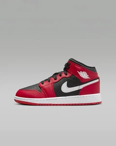 100% AUTHENTIC Nike Air Jordan 1 Mid Shoes Black Red White SIZE 7 NEW NO BOX - Picture 1 of 5