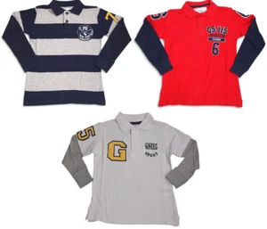 GS-115 Boys Long Sleeve Layered Look Polo Style T - Shirt Top for Everyday - Picture 1 of 7