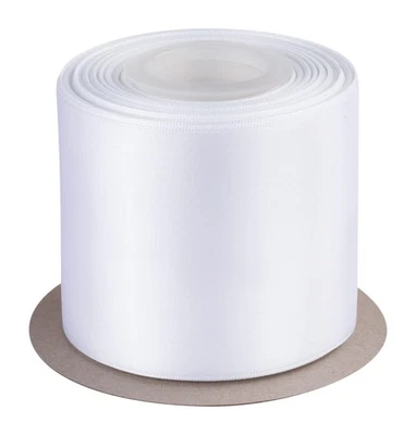 3" Inch Double Faced Satin Ribbon White Solid Polyester Craft Ribbon - 25 Yar... - Image 1 of 4