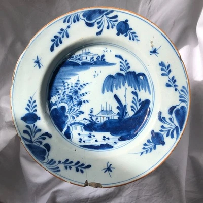 ASSIETTE FAIENCE DE DELFT 18 EME SIECLE    INV  10262 - Photo 1/4