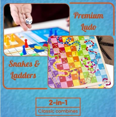 Ludo Snakes & Ladders Board Game 2 In 1 Traditional Family Fun Game For Outdoor - Image 1 of 2