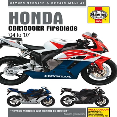 MANUAL DE REPARACIÓN DE SERVICIO HAYNES 4604 HONDA CBR1000RR 2004 2005 2006 2007 M4604 Foto 1 de 3