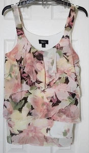 CAMICIA IZ BYER MULTICOLORE SCOLLO A SCOOP ZIP LATERALE SENZA MANICHE BLUSA CON VOLANT TAGLIA L - Foto 1 di 4
