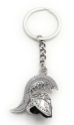 ONWOMANIA Gladiatoren Helm Kampf Schutz Schlüsselanhänger aus Metall siber Schlüsselring