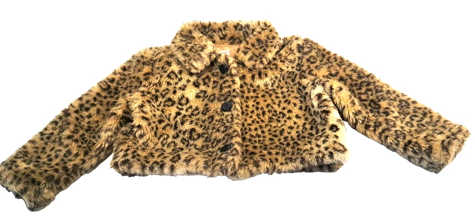 Gymboree 2006 GLAMOUR KITTY Leopard Faux Fur Coat Jacket Girls 7 - Image 1 of 4