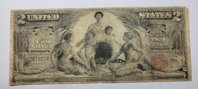 1896 $2 Silver Certificate Educational Series Large Size Circulated Scarce *K623 - Image 1 of 2