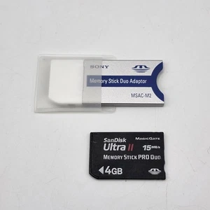 Sony Memory Stick Duo Adaptor Converter MSAC-M2 w/ 4gb SD Card - Picture 1 of 2