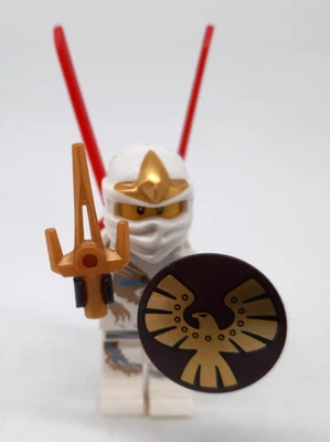 Lego Ninjago Zane ZX (njo0018) Dual Red Swords & SAI Dagger & Shield Minifigure - Image 1 of 4