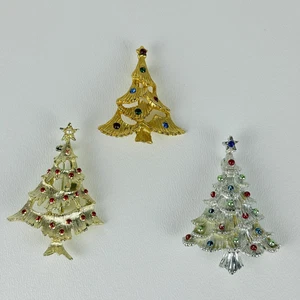 DE COLECCIÓN BROCHE ÁRBOL DE NAVIDAD GERRY’S TONO PLATEADO LOTE DE 3 PINES 2"" PLATA/ORO T - Imagen 1 de 15