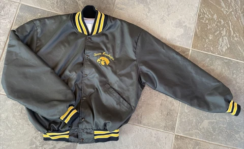 Vintage Iowa Hawkeyes Bomber Jacket Nylon Lined Delong Sportswear Men’s Size XL Cover