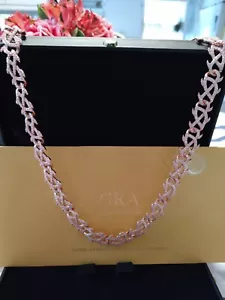 Men's 925 Silver Moissanite Cuban Chain Thorn Design Rose Gold 15mm 26in - Picture 1 of 24