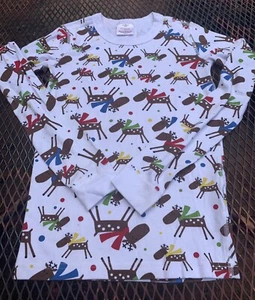 Hanna Andersson Christmas Reindeer Print Long Sleeve Snug Fit Cotton US 14/160cm - Picture 1 of 5