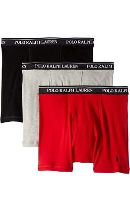 Paquete de 3 calzoncillos boxer POLO Ralph Lauren calce clásico negros grises y rojos talla grande Foto 1 de 2