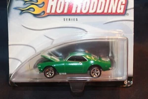 HOT WHEELS POPULAR HOT RODDING SERIES CHEVY CAMARO GREEN W/ WHITE STRIPES - Picture 1 of 11