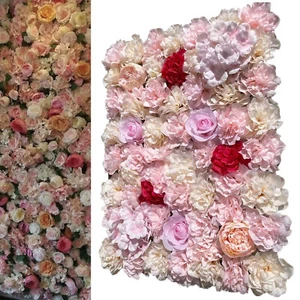 20pcs Artificial Flower Wall Panel 60*40cm Wedding Party Background Venue Decor - Imagen 1 de 16