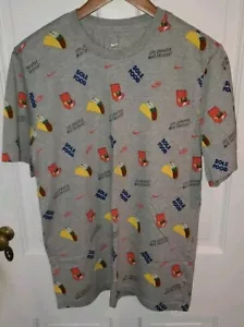 Nike Tacos Sole Food Spanish Zapatos Gray T Shirt Men's Size L Large AOP Pattern - Picture 1 of 8