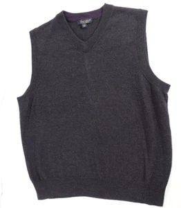 Garret Scott Sweater Vest Mens Large Dark Gray Merino Wool Vintage 90s - Picture 1 of 5