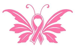 Custom 3.5"x 6"Pink Ribbon-BREAST Cancer Awareness Butterfly-Vinyl Decal sticker - Picture 1 of 1