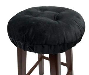 Augld Bar Stool Cushion Soft Velvet Padded Round Stool Cover 14" Velvet Black - Picture 1 of 5