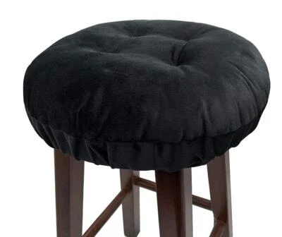 Augld Bar Stool Cushion Soft Velvet Padded Round Stool Cover 14" Velvet Black - Image 1 of 4
