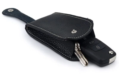 men women key box case Rings holder pocket real cow Leather pouch bag black H348 - Image 1 of 4
