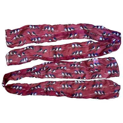 Bufanda ligera con estampado de pájaros, granate, bufanda de moda, corbata para el cabello, envoltura de bufanda de verano Foto 1 de 4