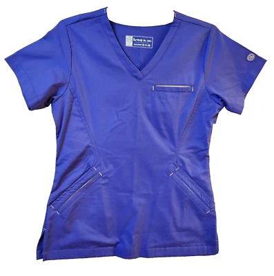 WHITE SWAN Women's Scrub Top Size XS Blue Iris v neck Stretch 6~Pocket 19021 NWT - Image 1 of 3