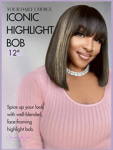 Peluca LUVME HAIR Yaki Straight Bob Sin Pegamento con Flequillo, 12 pulgadas, Destacados Rubios - Imagen 1 de 6