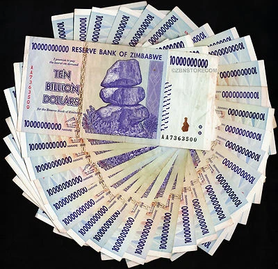 Cantidad: Billetes de 30 a 10 mil millones de dólares de Zimbabwe 2008 verificados auténticos certificado de autenticidad Foto 1 de 3