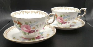 Crown Staffordshire England's Flowers Bouquet tazze piattini grandi tazze da tè - Foto 1 di 6