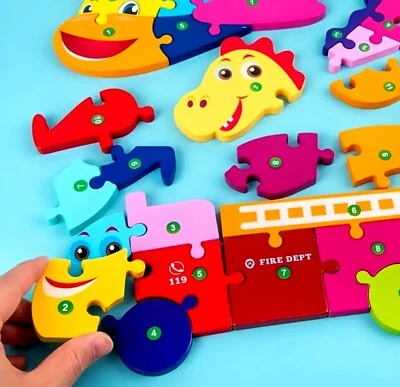 Puzzle Educational Large Wooden Inlay Jigsaw 10-12 Piece Kids 2+ Choice NEW - Image 1 of 4