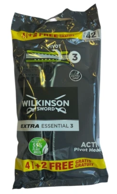 30x Wilkinson Sword Extra 3 Essential 3-Schneidiger Einwegrasierer Schwingkopf - Bild 1 von 2