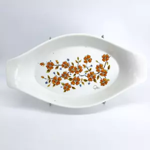PLATO DE SERVIR DE COLECCIÓN HIMARK JAPÓN SALTERA INVIERNO CORNEJO NARANJA Y BLANCO OVALADO - Imagen 1 de 12