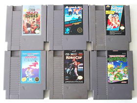 Nintendo NES Beat Em Up Games Lot 6 Ninja Turtles Wrestling Karate Robocop Game