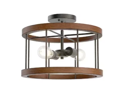 KICHLER Barrett 14" 2-Light Distressed Gray Convertible Flush Mount Light - Image 1 of 4