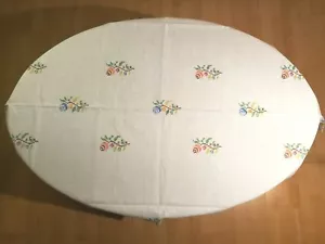 Tischdecke 1,35x1,75m Leinen weiß Stickerei Rosen Handarbeit Doppel-Saum MS196 - Bild 1 von 10