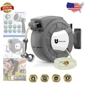 Effortless 50ft Retractable Garden Hose Reel with Easy Installation & 10 Modes - Picture 1 of 8