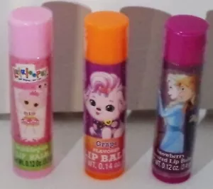 3 Lip Balms Disney SNOWBERRY lalaloopsy BUBBLEGUM & GRAPE Sealed - Picture 1 of 1