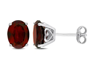 Pendientes de tachuelas ovaladas de granate de plata esterlina de 4,40 quilates (ctw) - Imagen 1 de 4