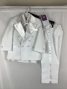 TUXEDO COAT SHIRT PANTS SOCKS BOW TIE 4T WHITE new without tags wedding formal - Picture 1 of 11