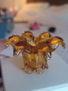 Bernstein Kristall Kegel Kerzenhalter, Blume - Vintage - Bild 1 von 4